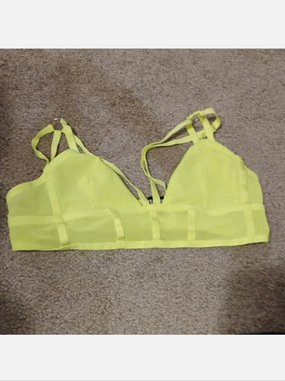 Rehab Lab Dollskill Womens Neon Yellow Mesh Bralette Top Sz S